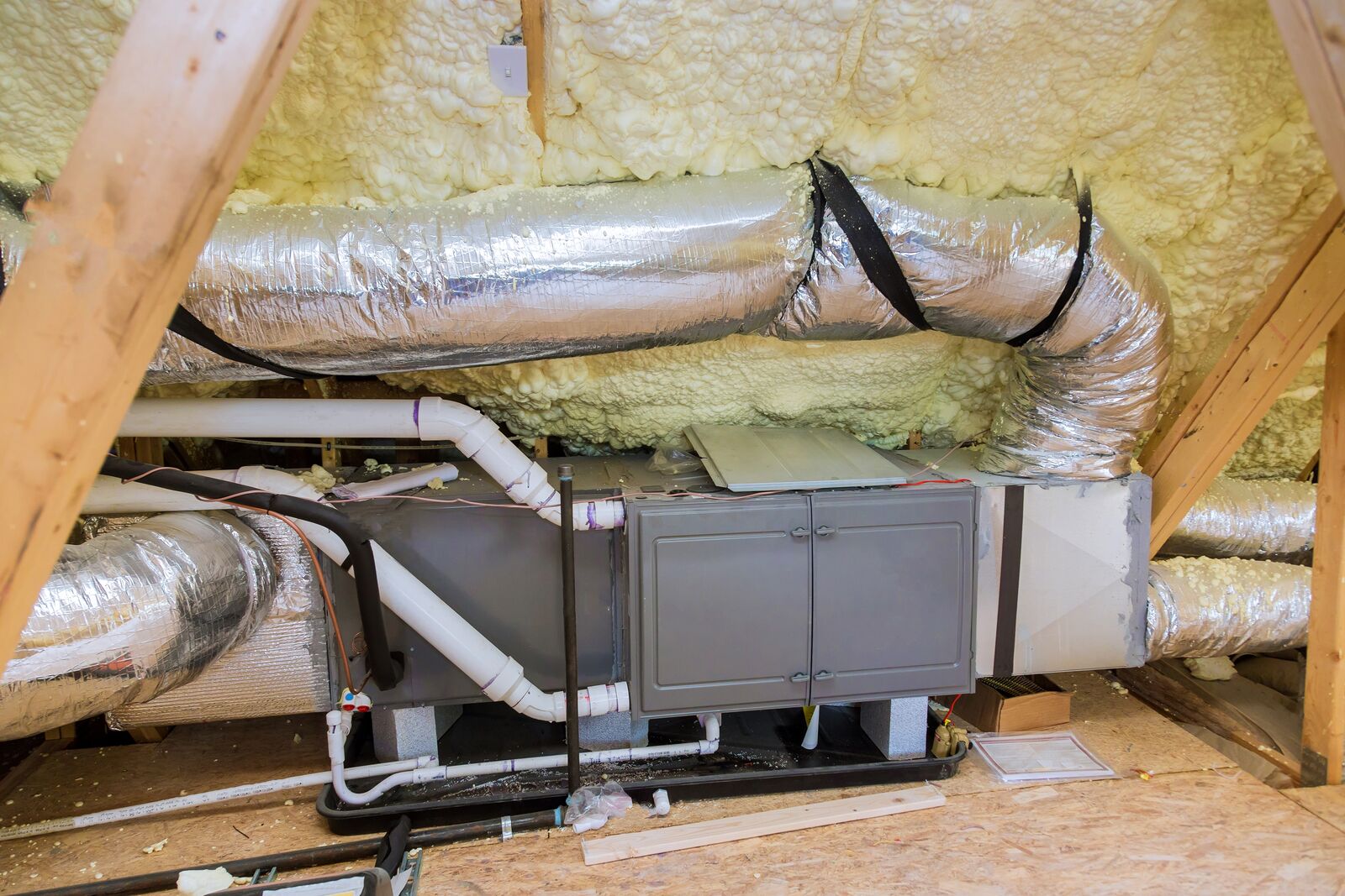 Attic ductwork and insulation installation